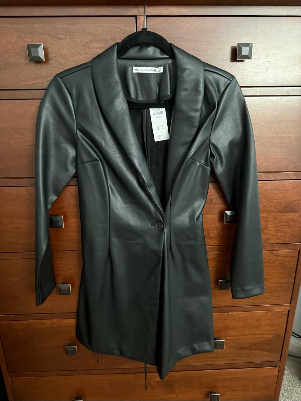 Abercrombie & Fitch Black Faux Leather Blazer Dress